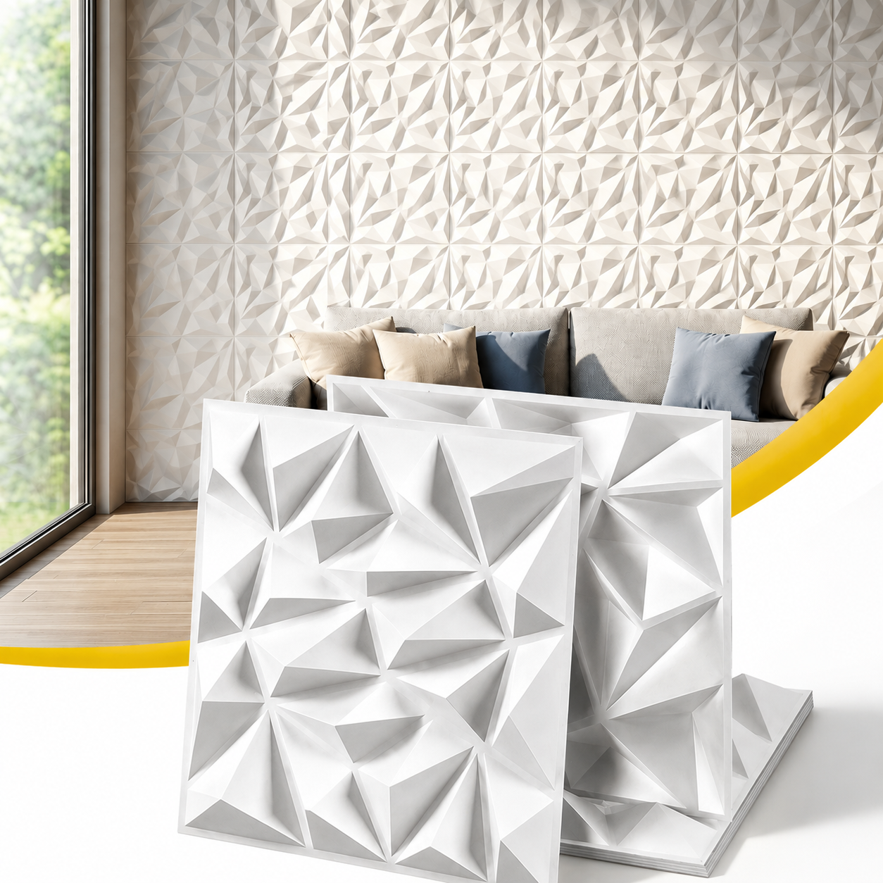3D Wall Panels Diamond PVC 50x50cm Set 15 | Simpledeals