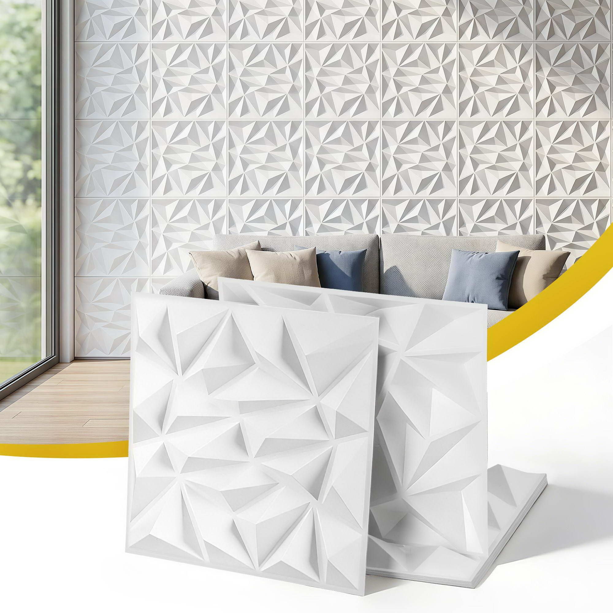 3D Wall Panels Diamond PVC 50x50cm Set 15 | Simpledeals