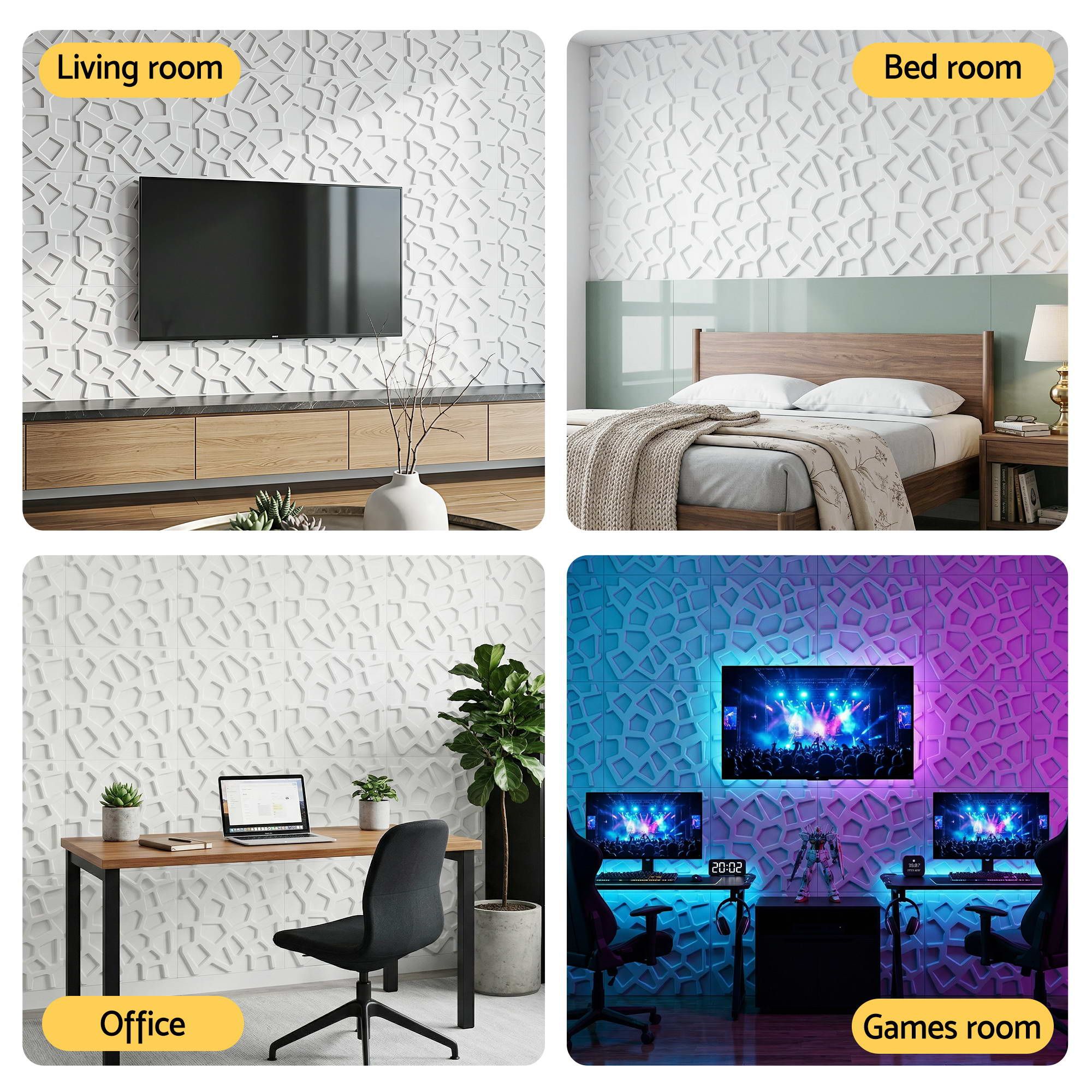 3D Wall Panels PVC 50x50cm Set 15 Feature Wall | Simpledeals