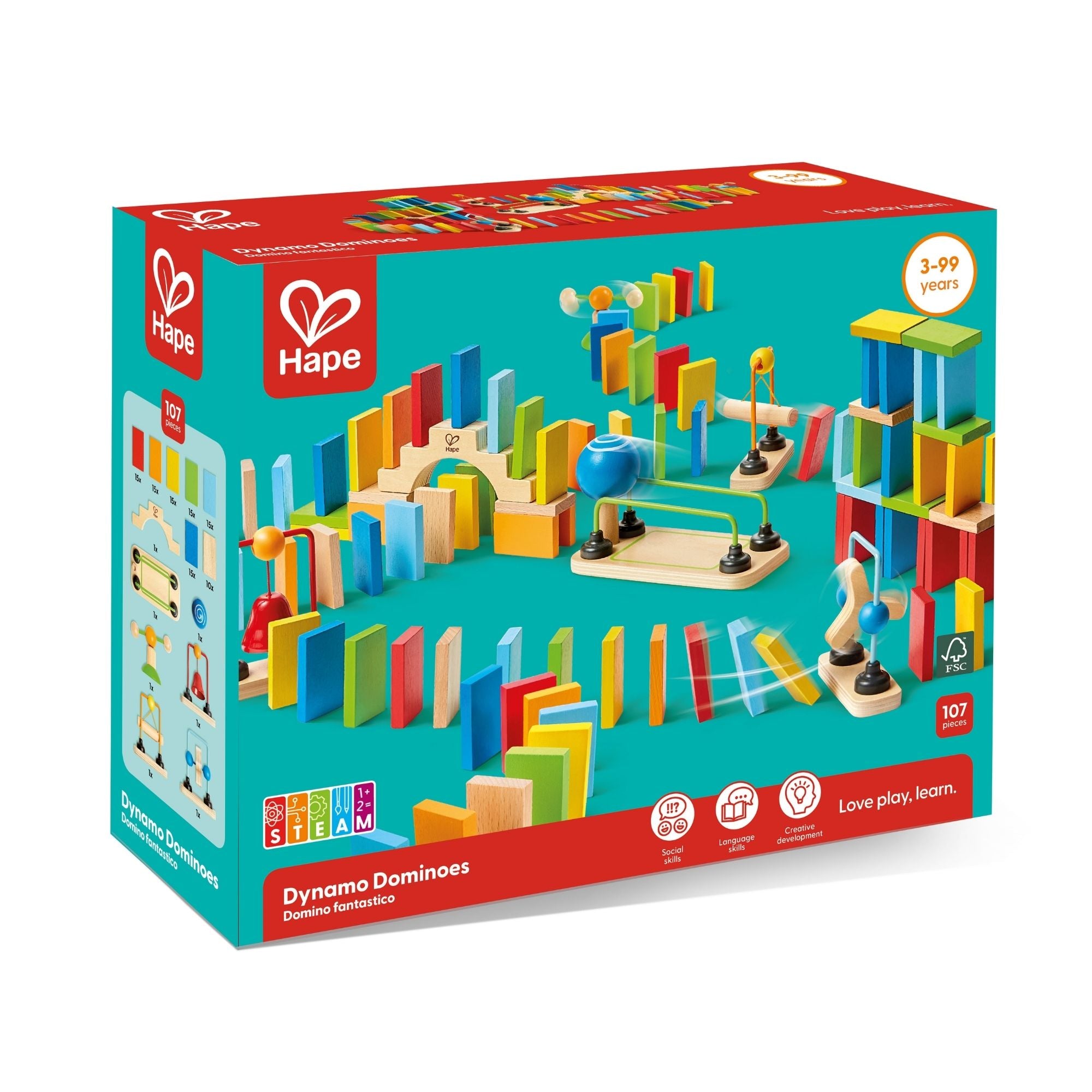 Hape Dynamo Dominoes 107pc Set | Simpledeals