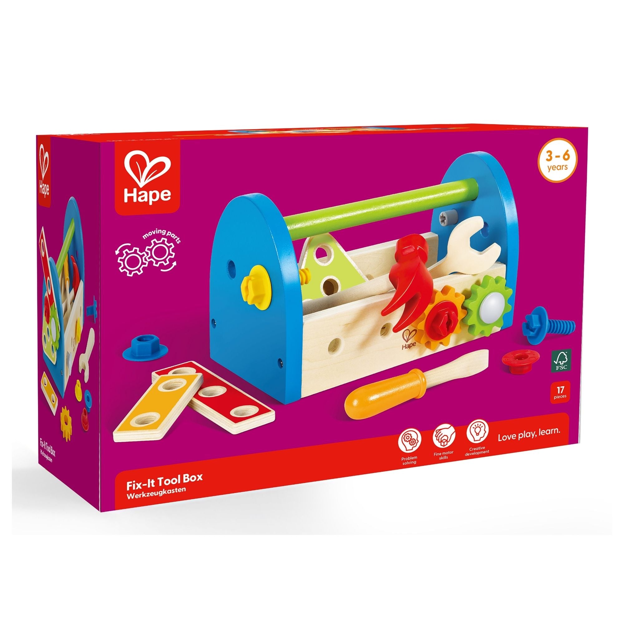 Hape Fix It Tool Box Set 17pc Wooden | Simpledeals