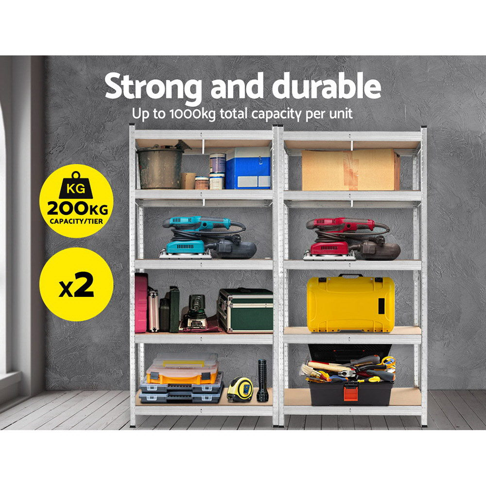 2X1.8M Garage Shelving Warehouse Rack Pallet Racking Storage Shelf Silver, Giantz Steel Metal Shelves