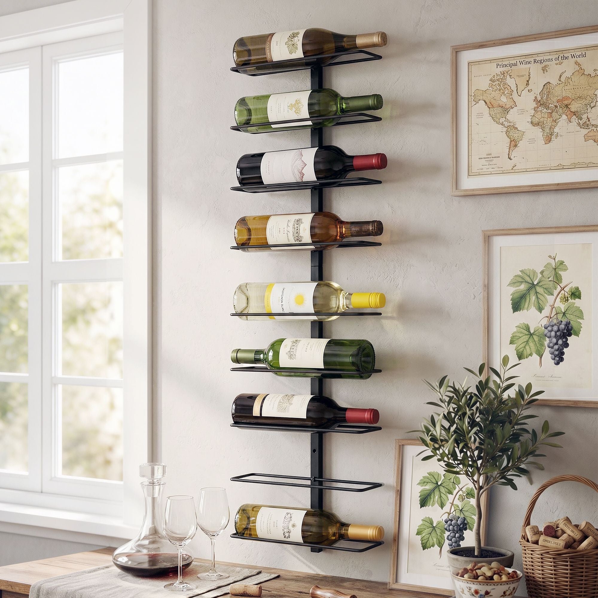 Wall Mounted Wine Rack 9 Bottle Metal Black | Simpledeals