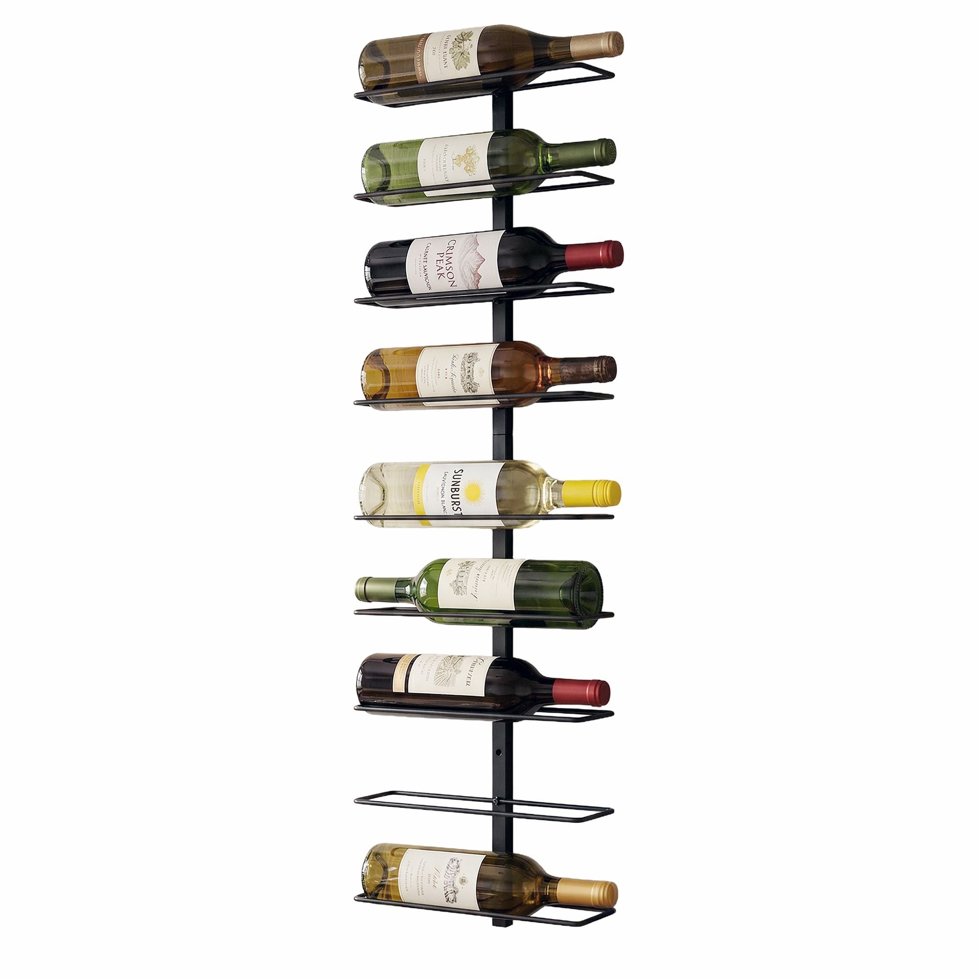 Wall Mounted Wine Rack 9 Bottle Metal Black | Simpledeals
