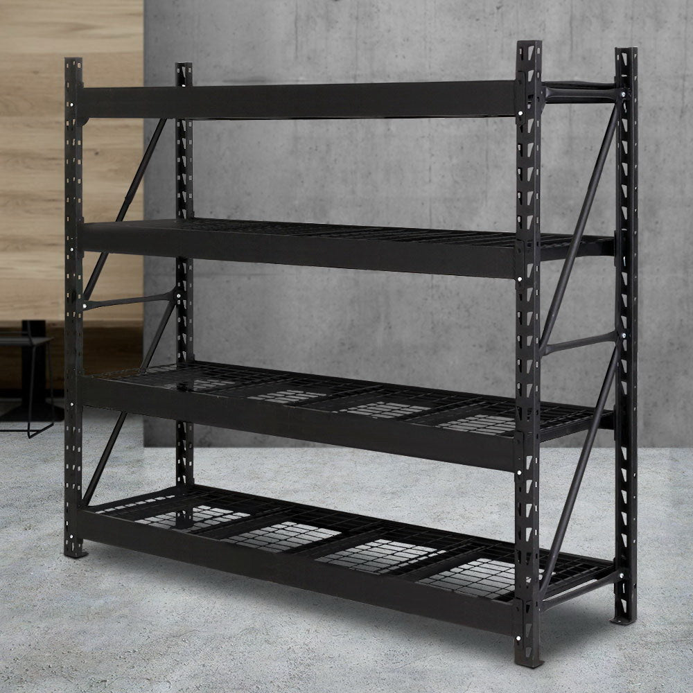 2Mx2M Garage Shelving Warehouse Rack Pallet Racking Storage Shelve Black