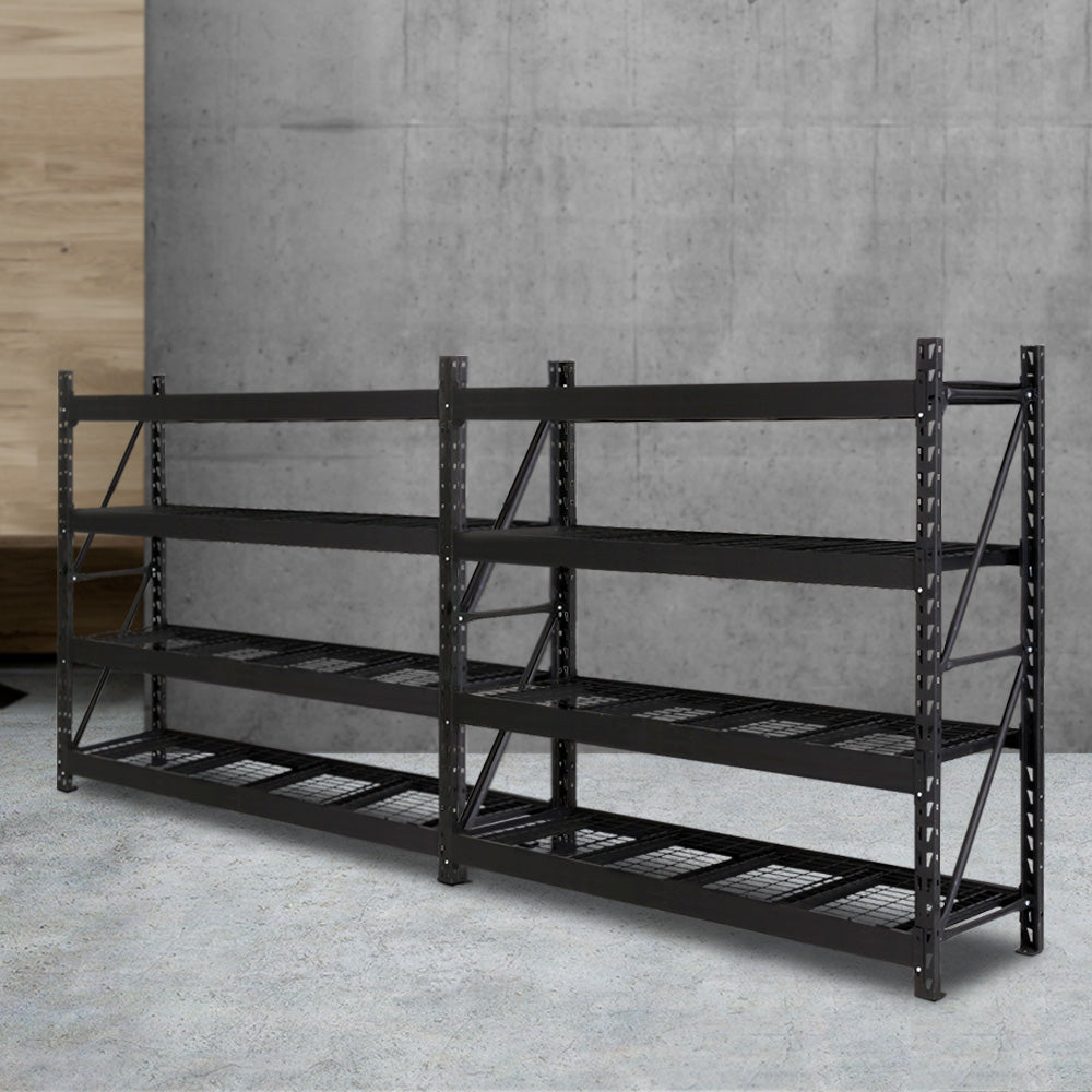 4Mx2M Garage Shelving Warehouse Rack Pallet Racking Storage Shelve Black