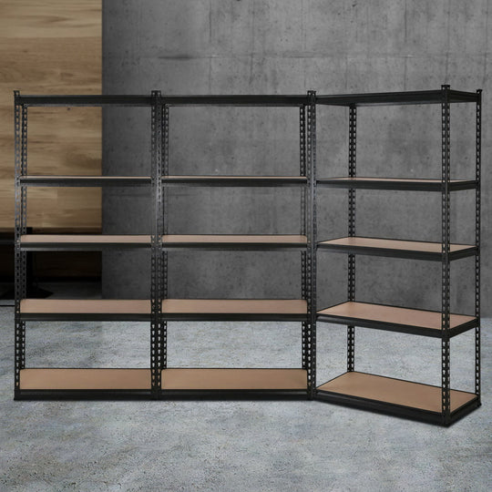 3x1.5M Warehouse Shelving Steel Storage Rack Garage Metal Shelves | Steel finish