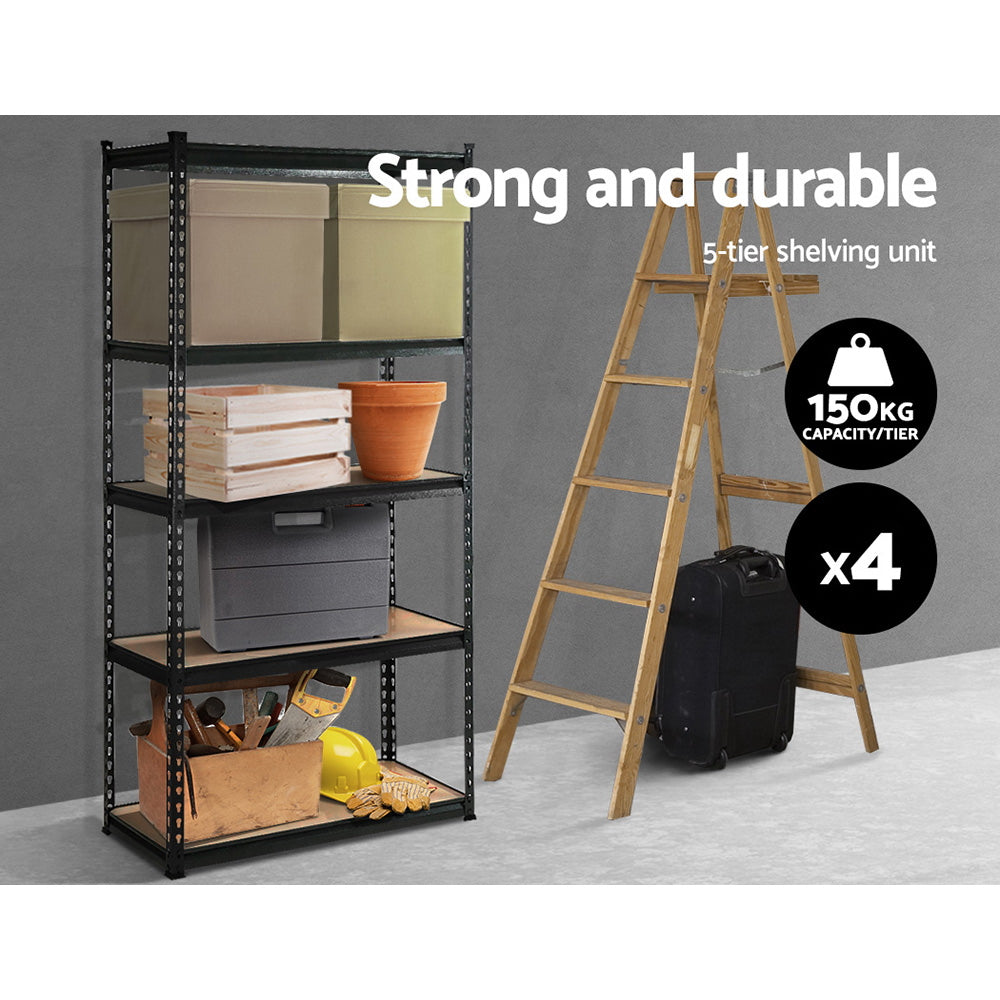 4X1.5M Garage Shelving Warehouse Rack Pallet Racking Storage Shelve Black