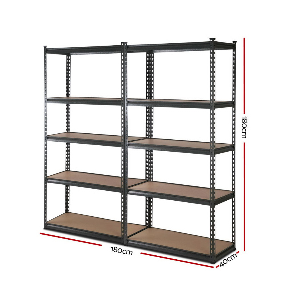 2x0.9M 5-Shelves Steel Warehouse Shelving Racking Garage Storage Rack Grey