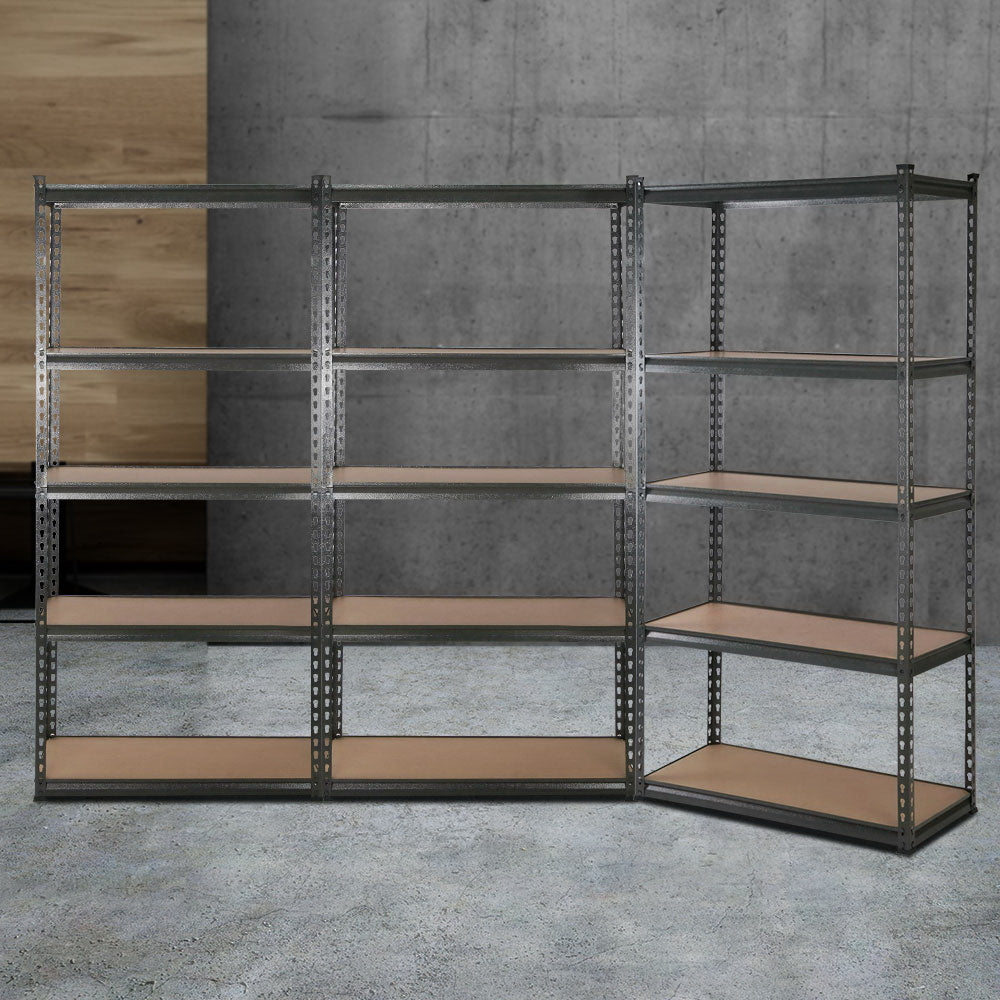 3X1.8M 5-Shelves Steel Warehouse Shelving Racking Garage Storage Rack Grey