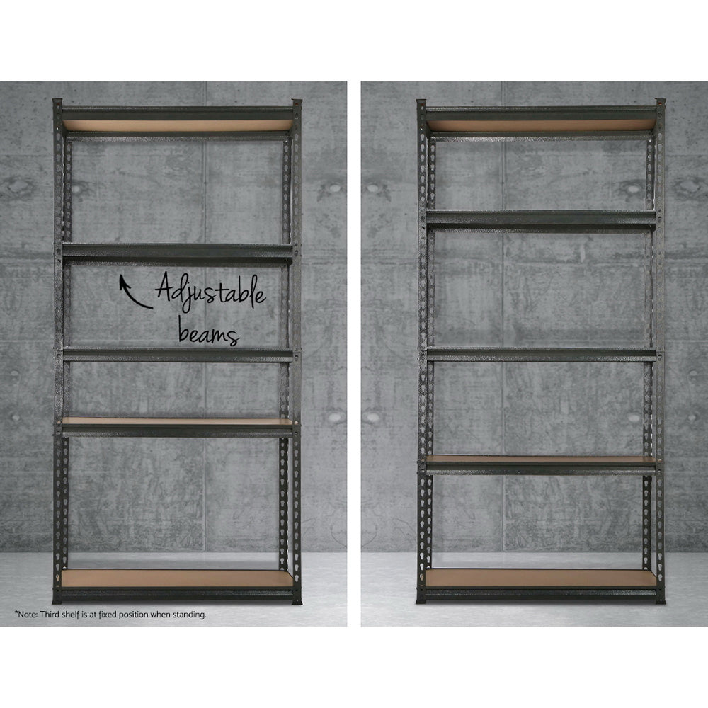 3X1.8M 5-Shelves Steel Warehouse Shelving Racking Garage Storage Rack Grey