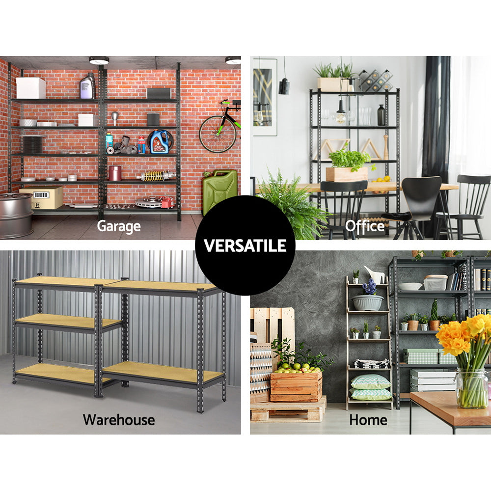 3X1.8M 5-Shelves Steel Warehouse Shelving Racking Garage Storage Rack Grey