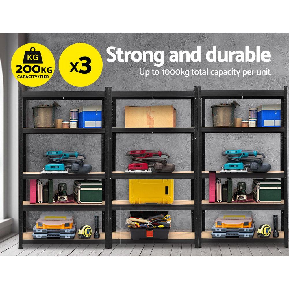 3X1.8M Garage Shelving Warehouse Rack Pallet Racking Storage Shelf Black