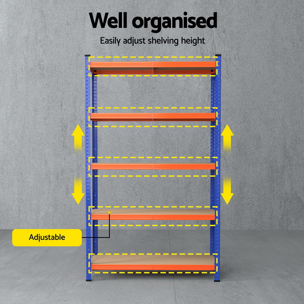 Wall Storage Racks - 5 x 1.8M Garage Shelving Warehouse Rack