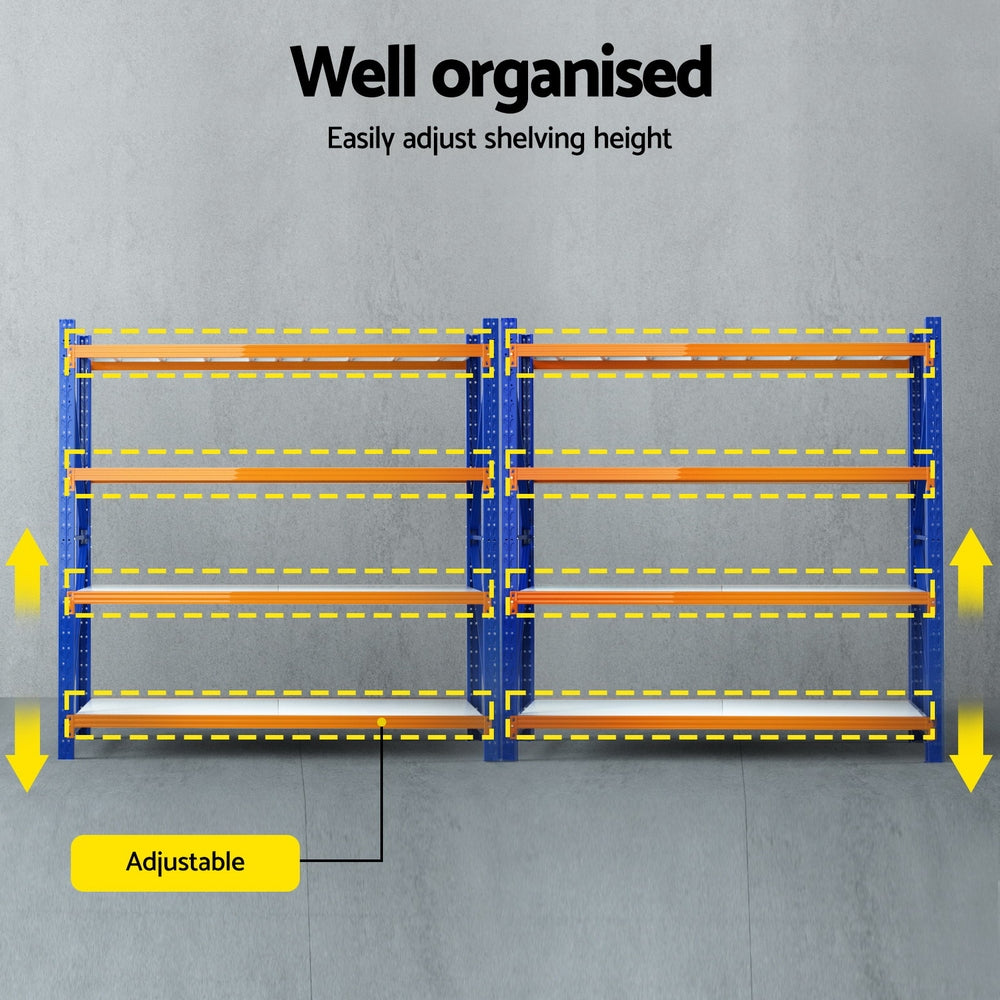 Wall Storage Racks - Giantz 4m x 2m Garage Shelving Warehouse Rack Heavy Duty Storage