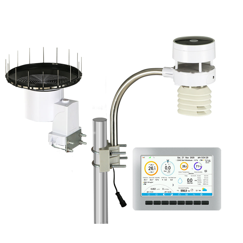 Weather Station Ultrasonic Anemometer Outdoor Wifi Rain Gauge Solar