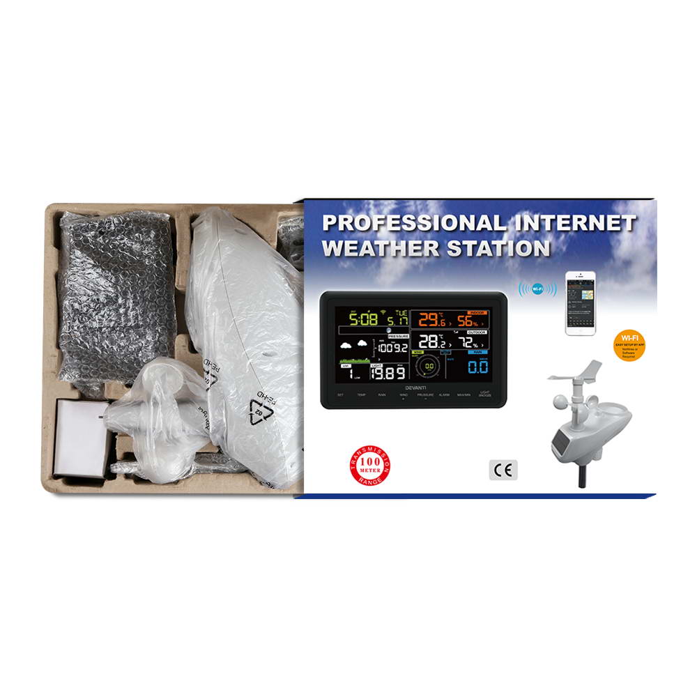 Wireless Wifi Professional Weather Station Solar Sensor Lcd Uv Light