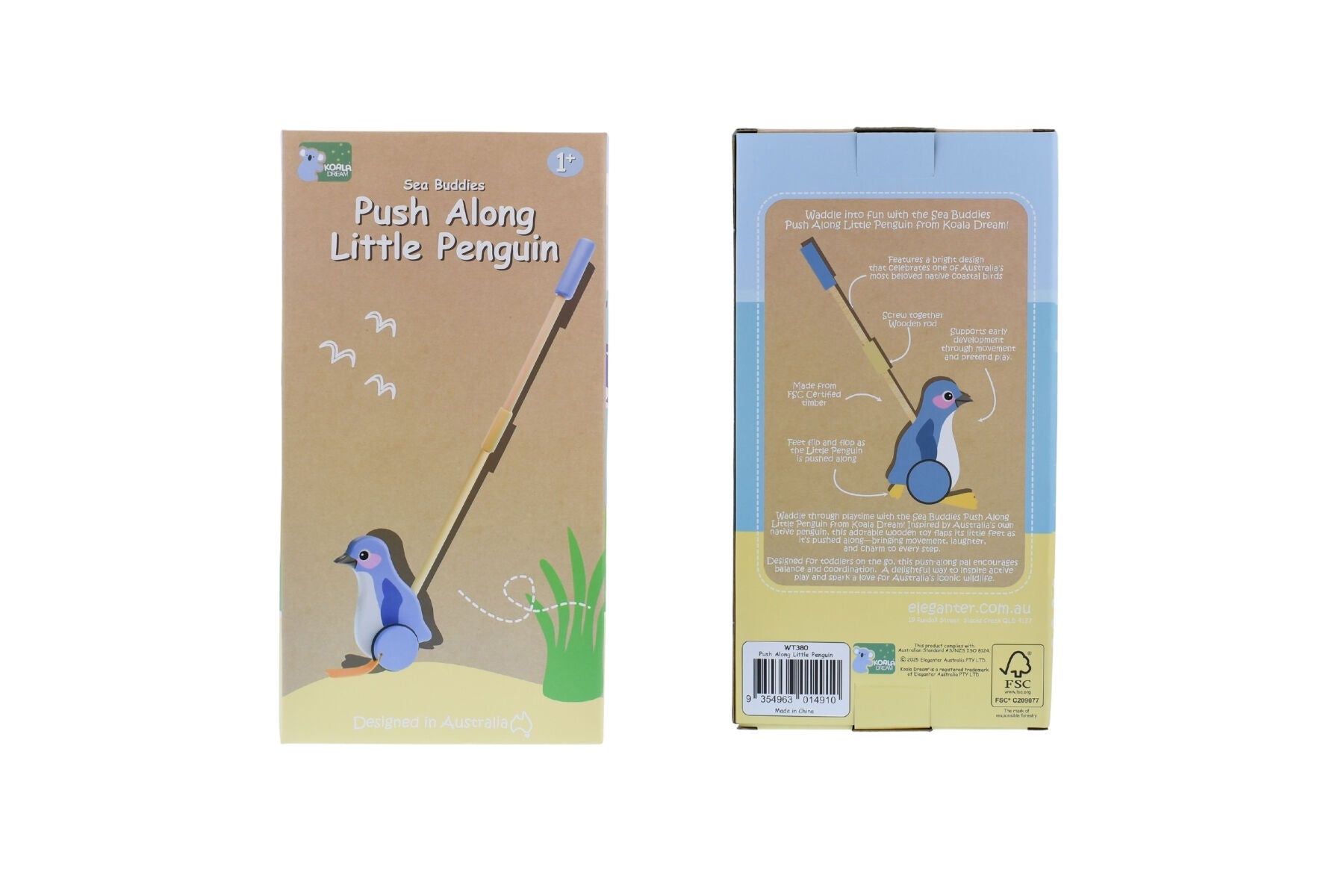 Timber Penguin Push Toy