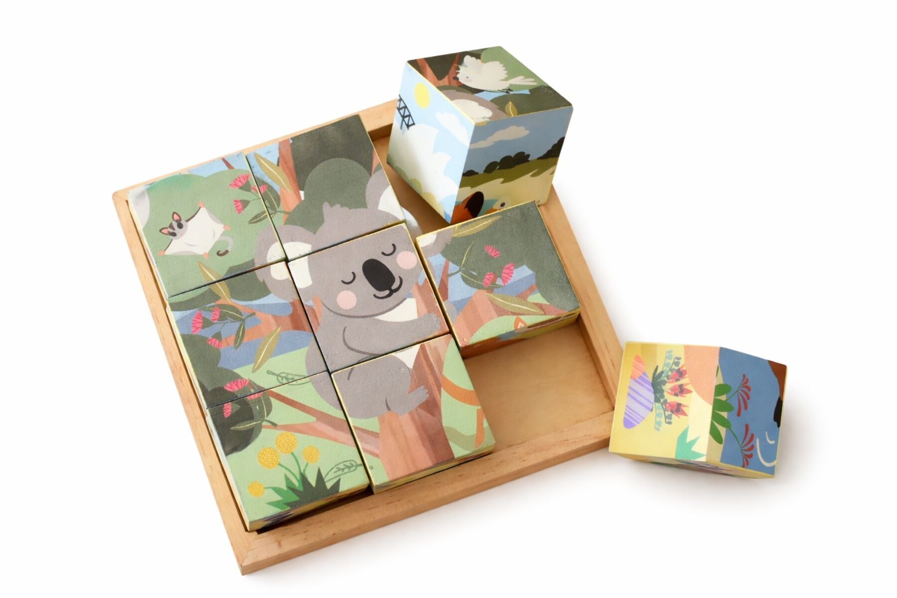 Wooden Animal Cube Puzzle 9 Pieces 4.5x4.5cm