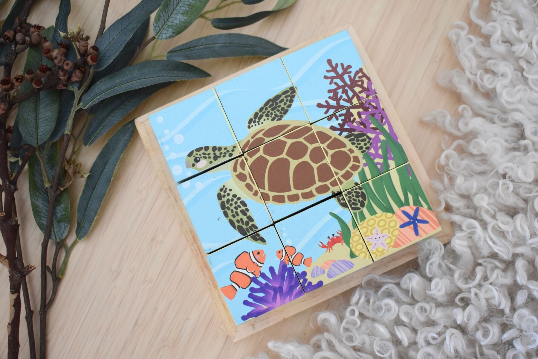 Wooden Animal Cube Puzzle 9 Pieces 4.5x4.5cm