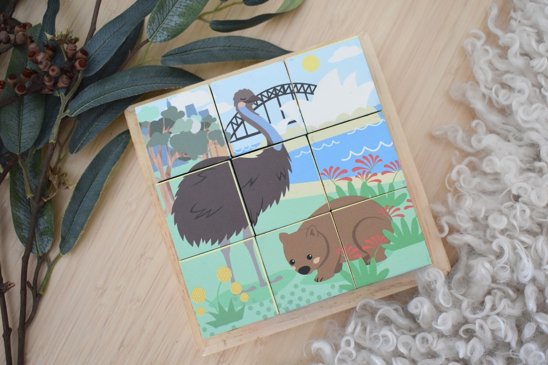 Wooden Animal Cube Puzzle 9 Pieces 4.5x4.5cm