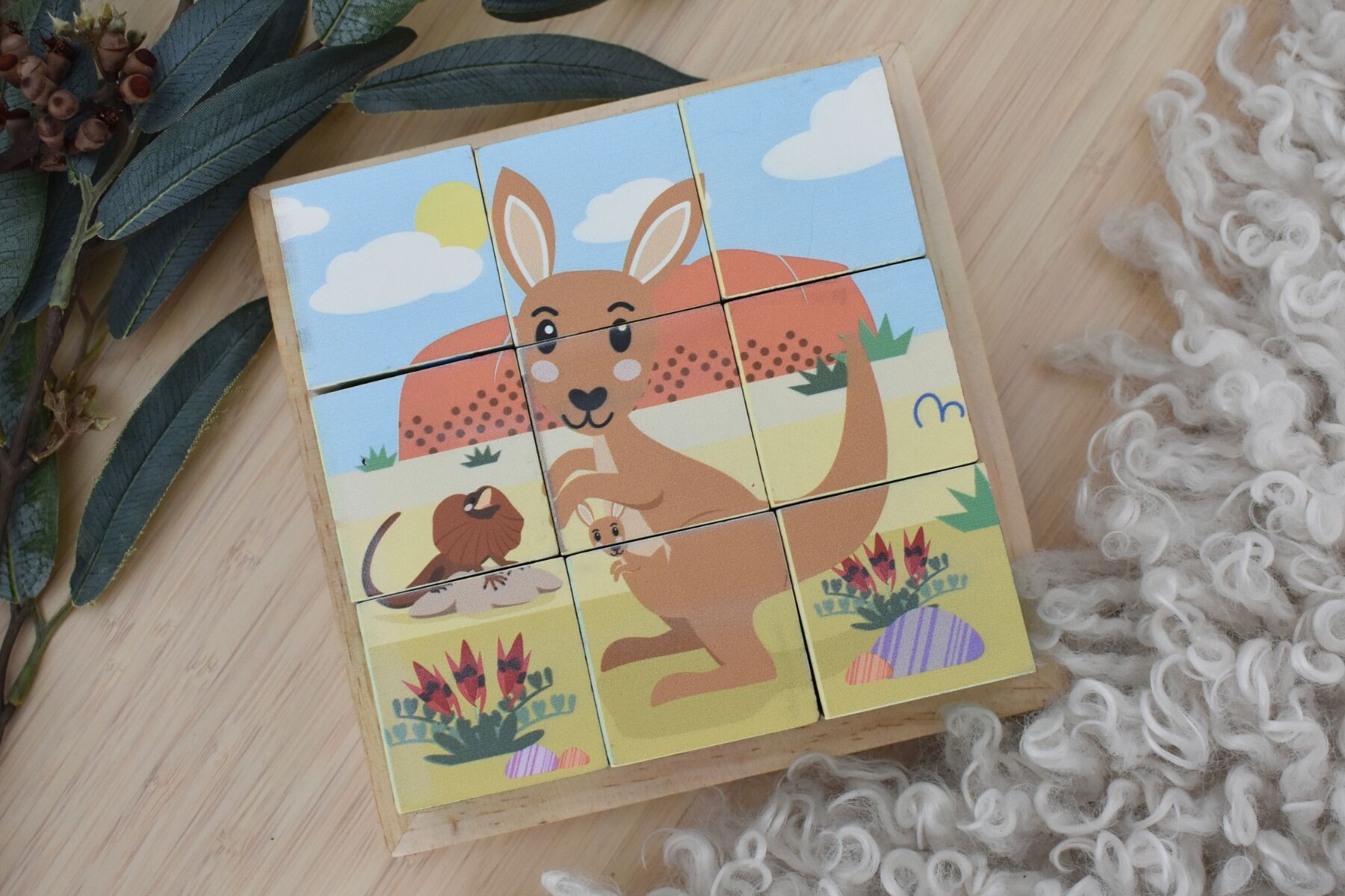 Wooden Animal Cube Puzzle 9 Pieces 4.5x4.5cm