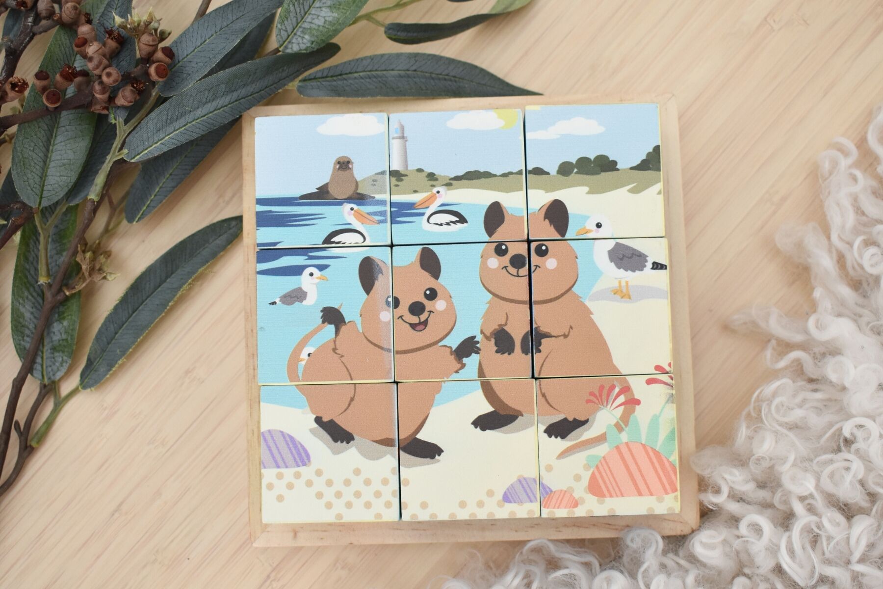 Wooden Animal Cube Puzzle 9 Pieces 4.5x4.5cm