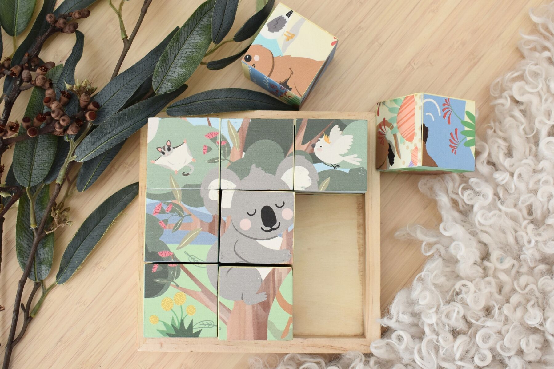 Wooden Animal Cube Puzzle 9 Pieces 4.5x4.5cm