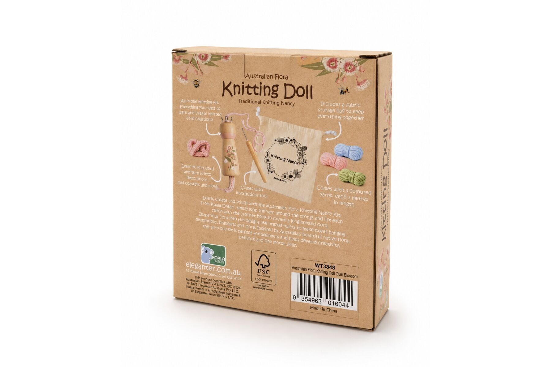 Knitting Doll Natural Fabric 4.5x4.5x13cm