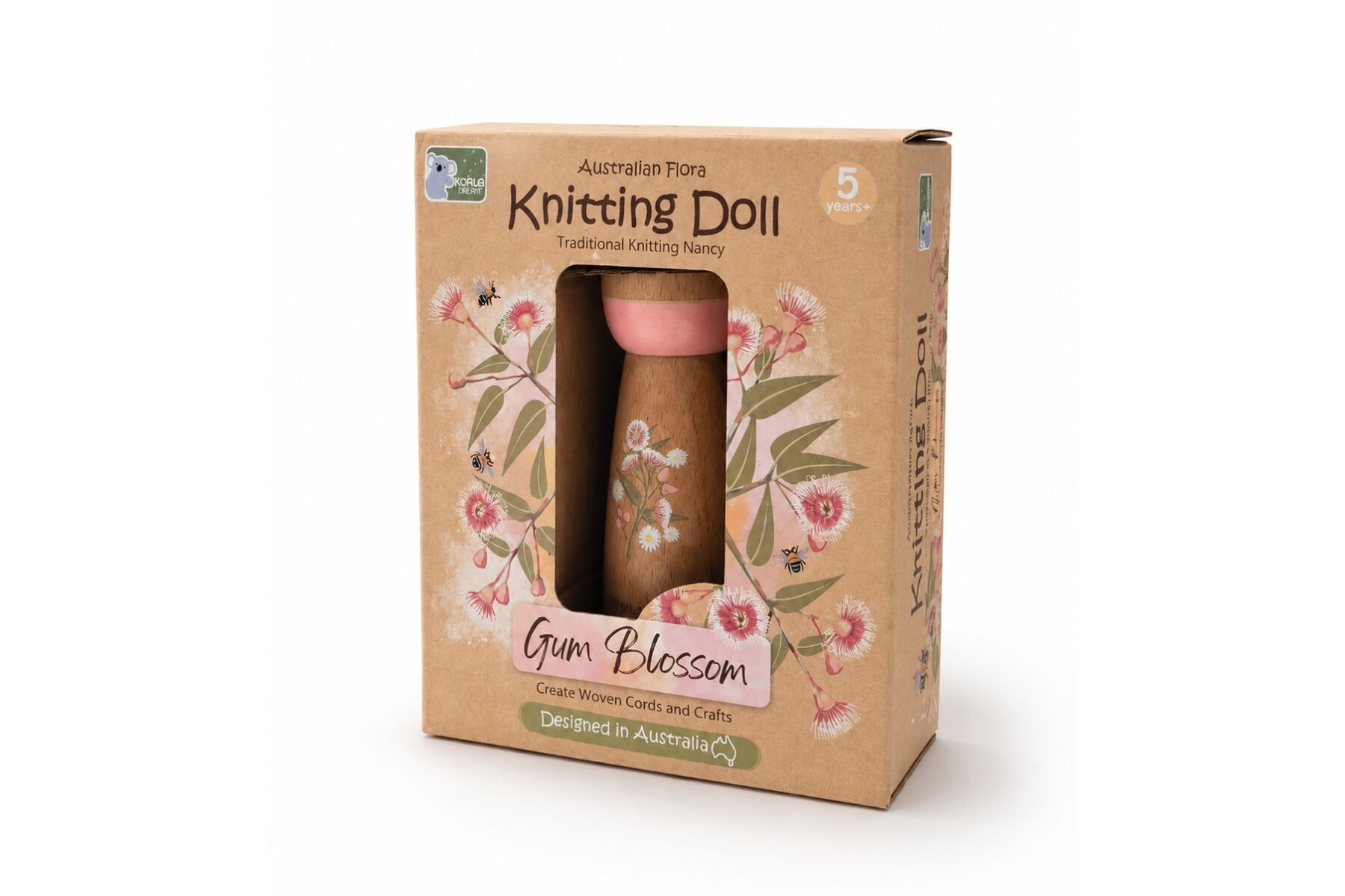 Knitting Doll Natural Fabric 4.5x4.5x13cm