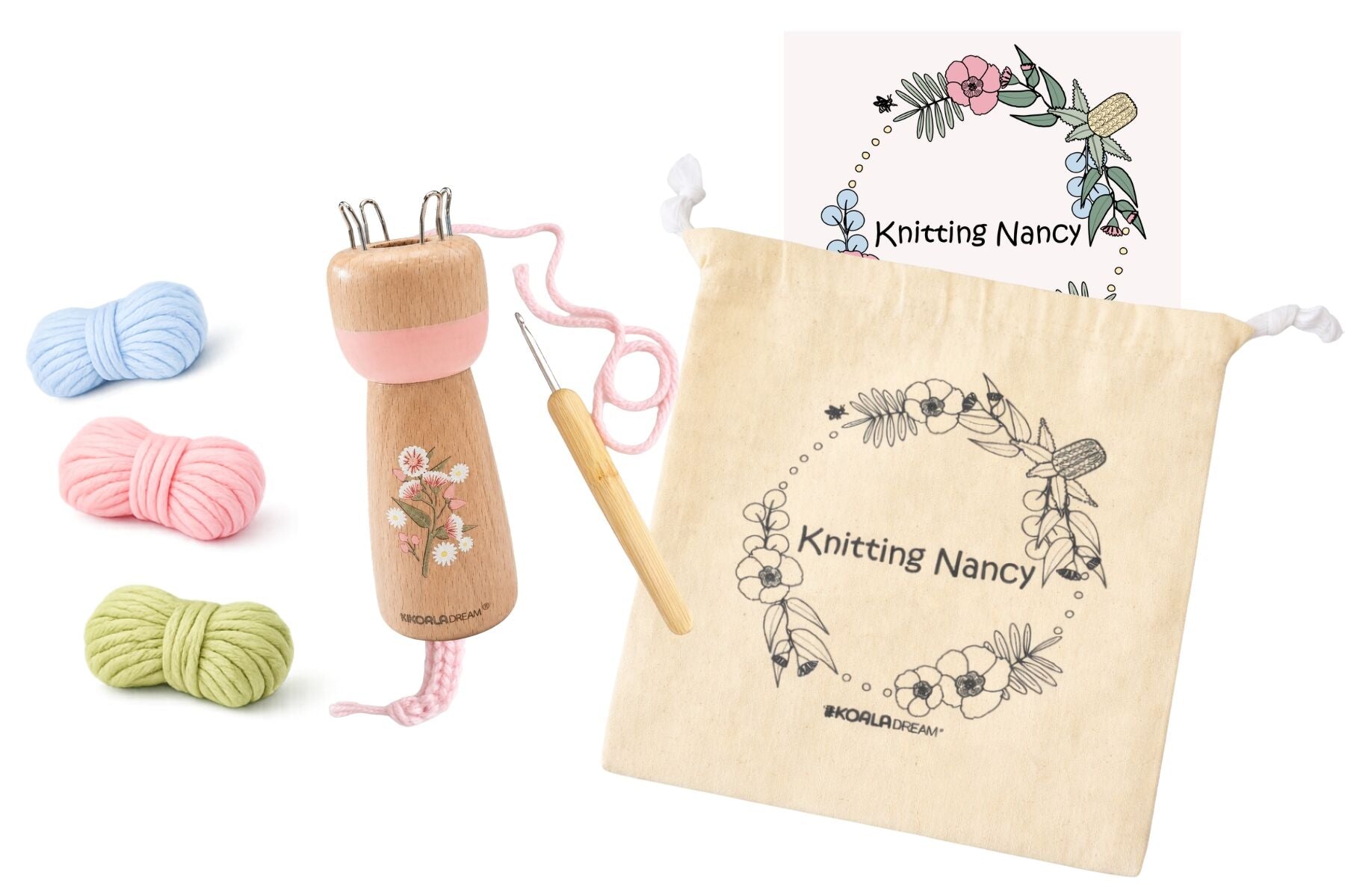 Knitting Doll Natural Fabric 4.5x4.5x13cm