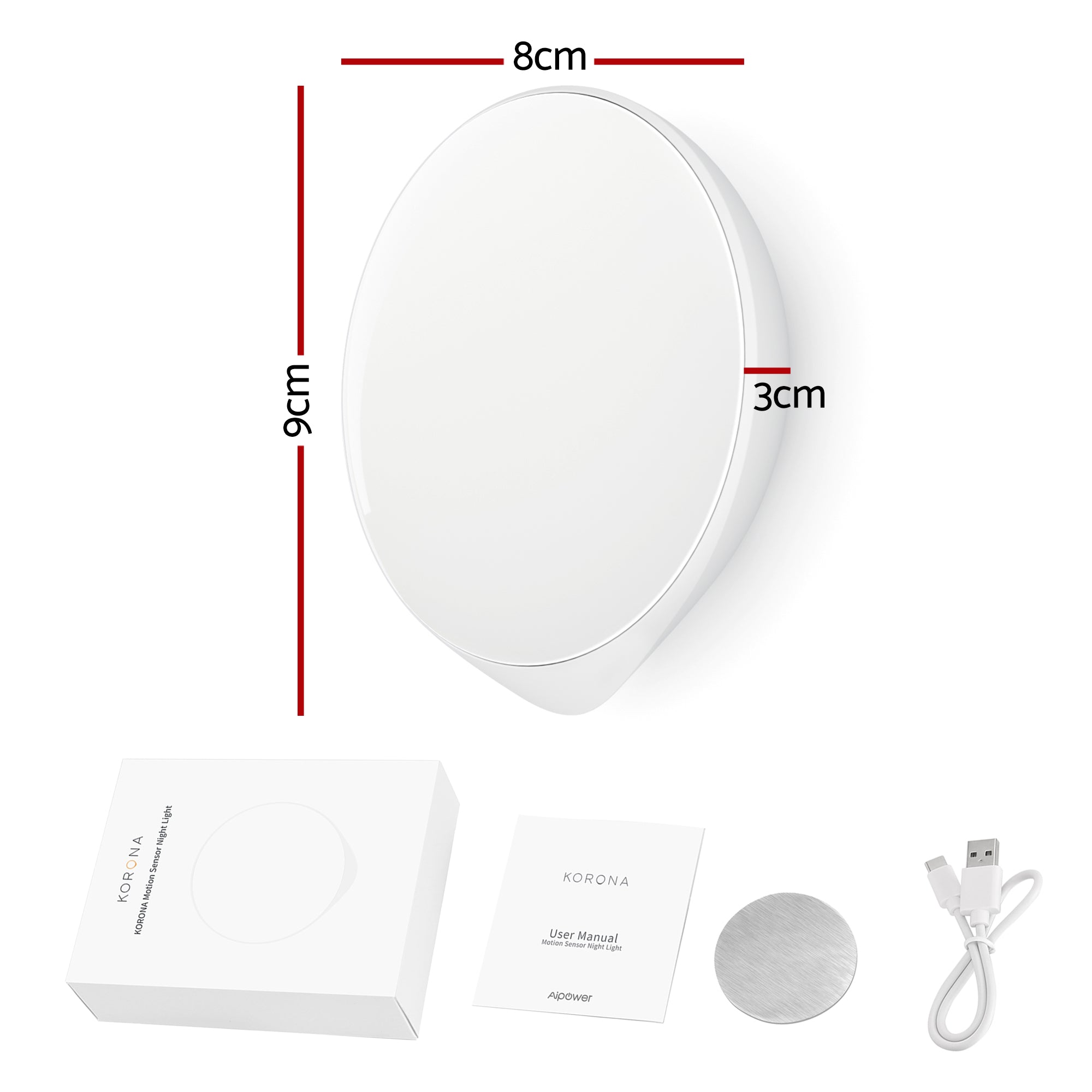 Motion Sensor Night Light USB-C Rechargeable Closet Light with 3 Brightness