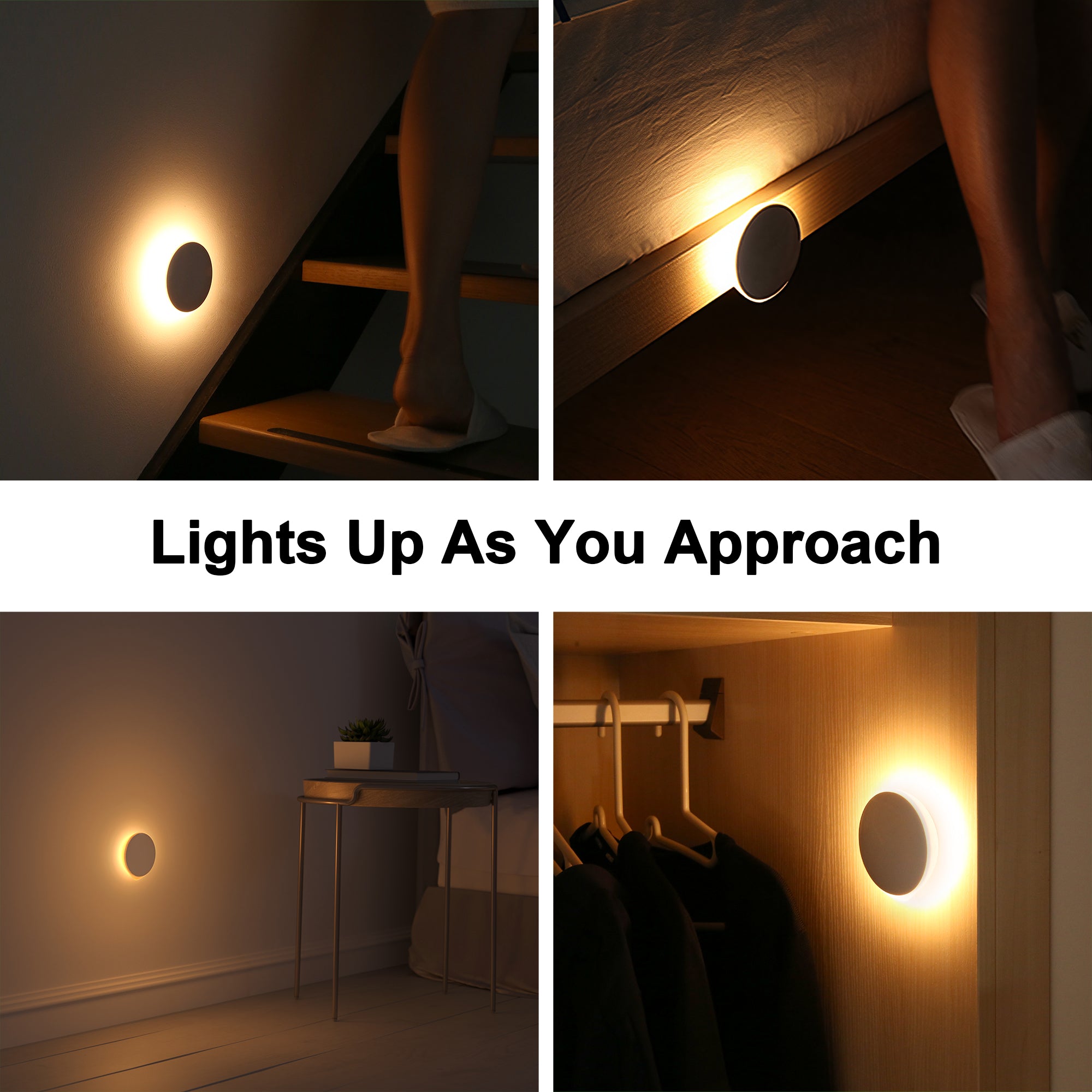 Motion Sensor Night Light USB-C Rechargeable Closet Light with 3 Brightness