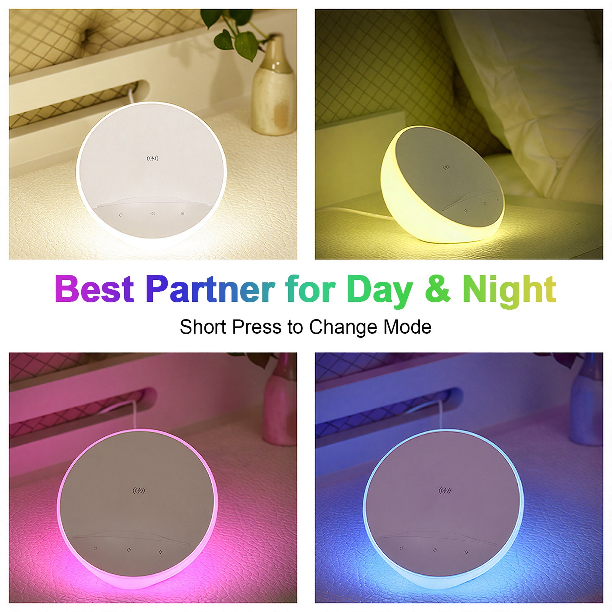 Bedside Lamp Wireless Charger Phone Holder Touch LED Light