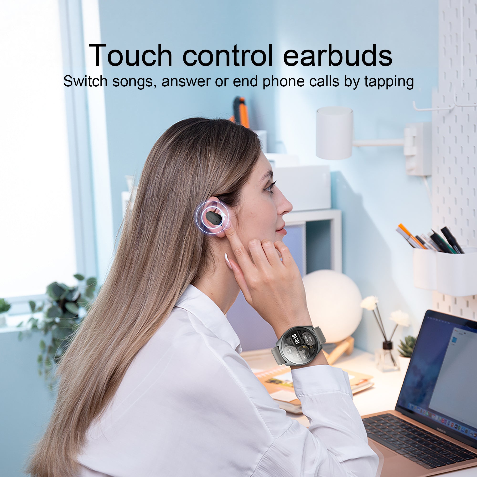 Smart Watch Earbuds Combo 4G Music Fitness Tracker W28 Pro