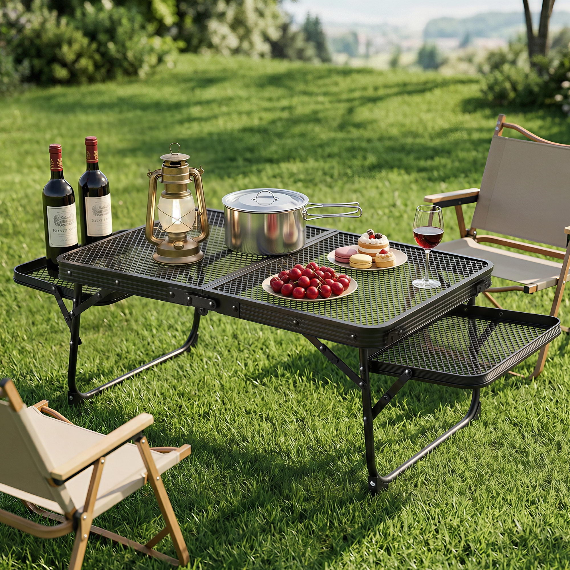 Portable Camping Table Foldable with Mesh Top