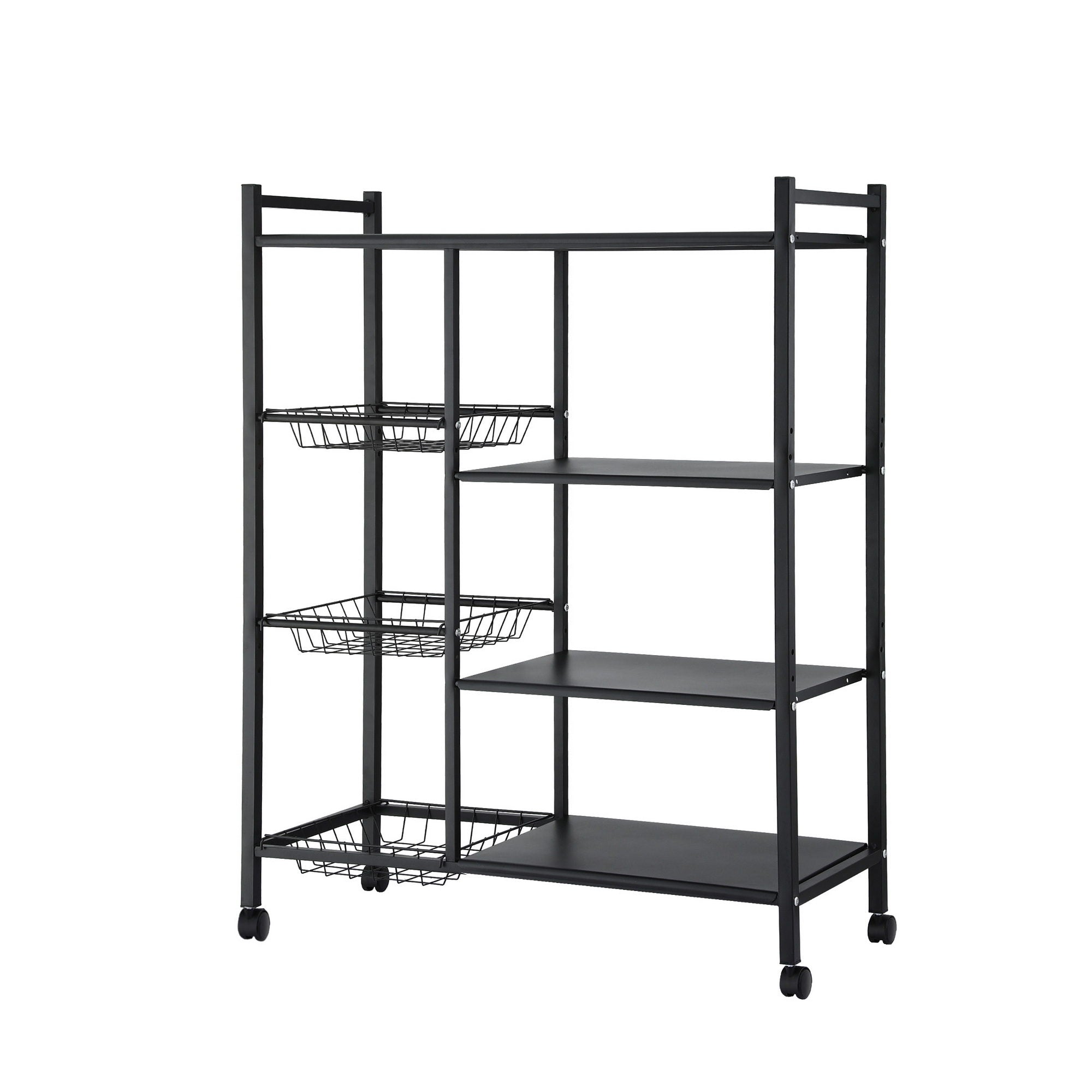 Kitchen Storage Rack Four Tier with Wheels and Three Basket