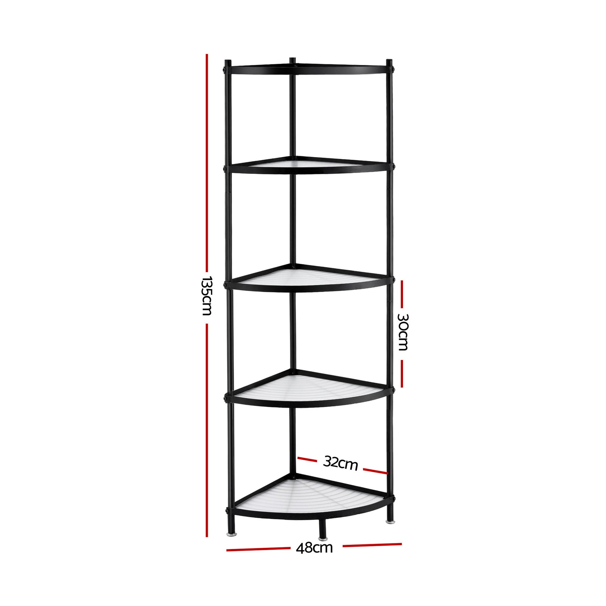 5-Tier Kitchen Corner Shelf Rack Metal Storage Stand Organizer
