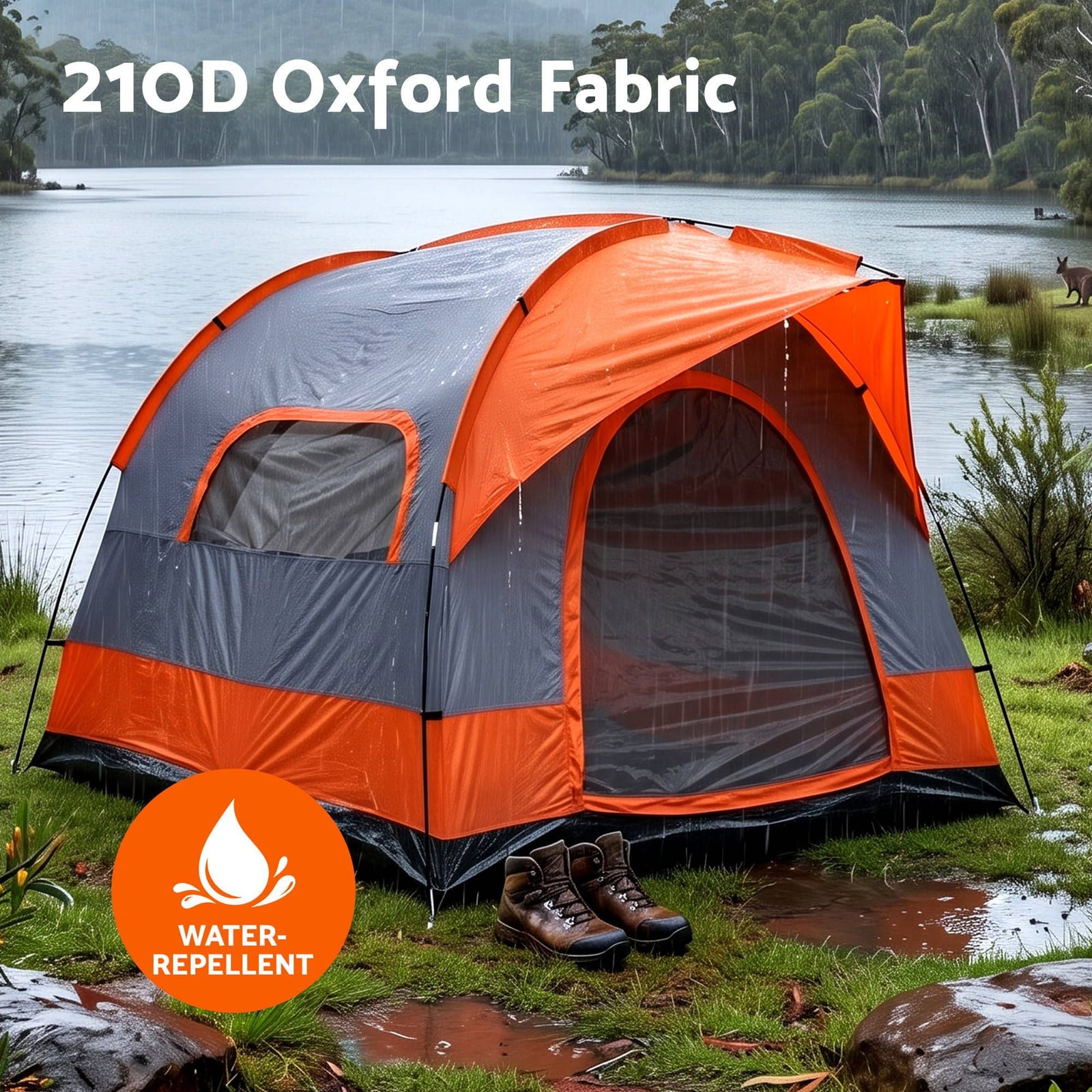 Camping Tent 6-8 Person Orange 250x250x200cm