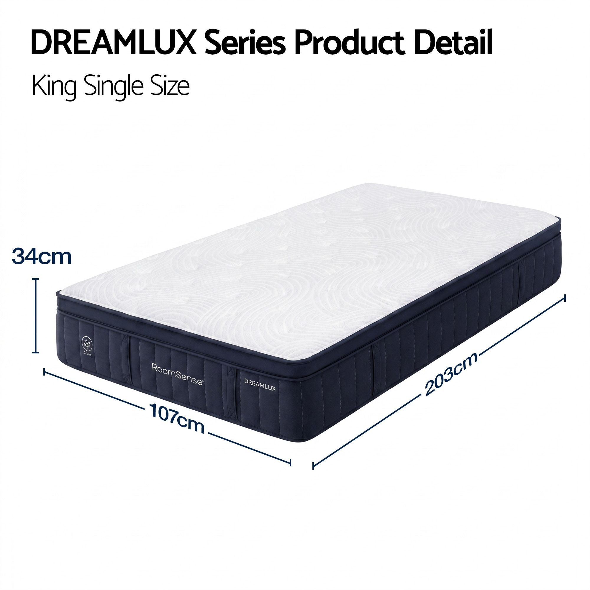King Single Mattress 34cm Hybrid Pocket Spring | Simpledeals