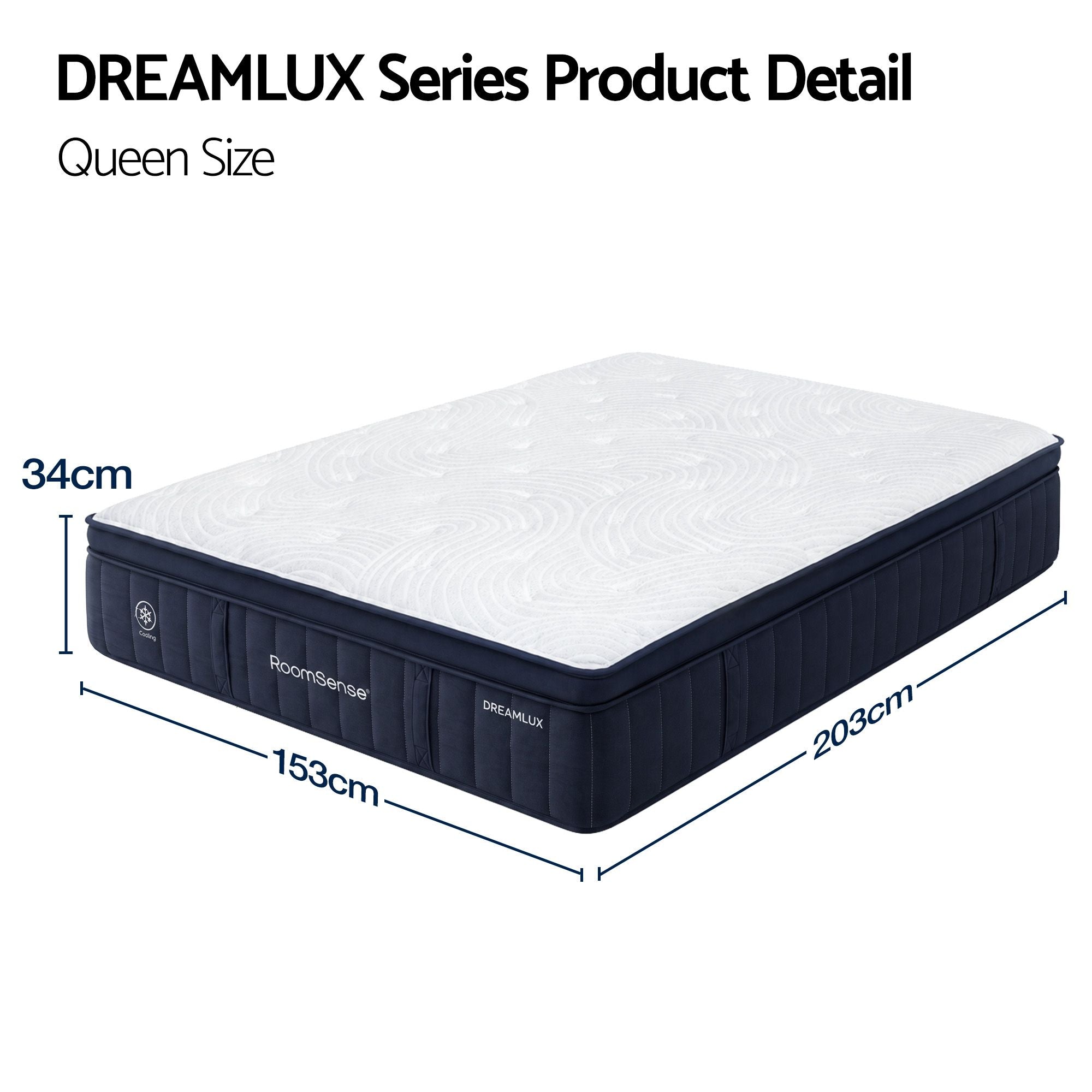 Queen Mattress 34cm Hybrid Pocket Spring | Simpledeals