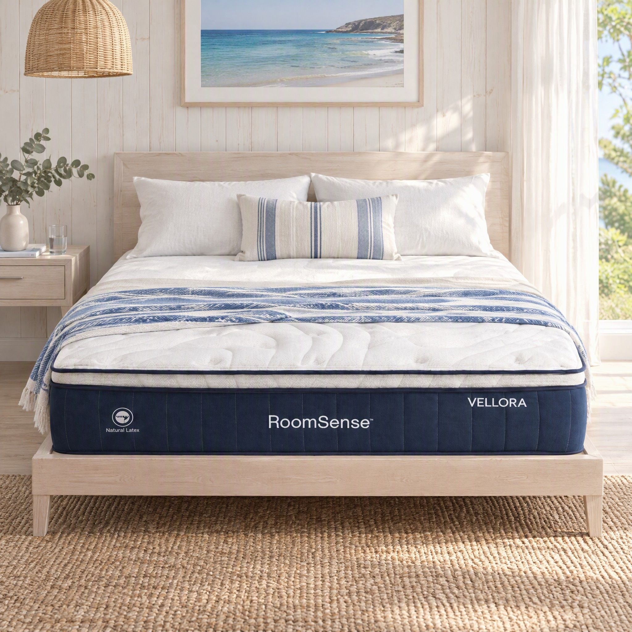 RoomSense King Mattress , 30cm Medium Firm Hybrid Mattress with Latex Lumbar Support for Back Pain Relief , Pocket Spring Mattress King Size in a Box