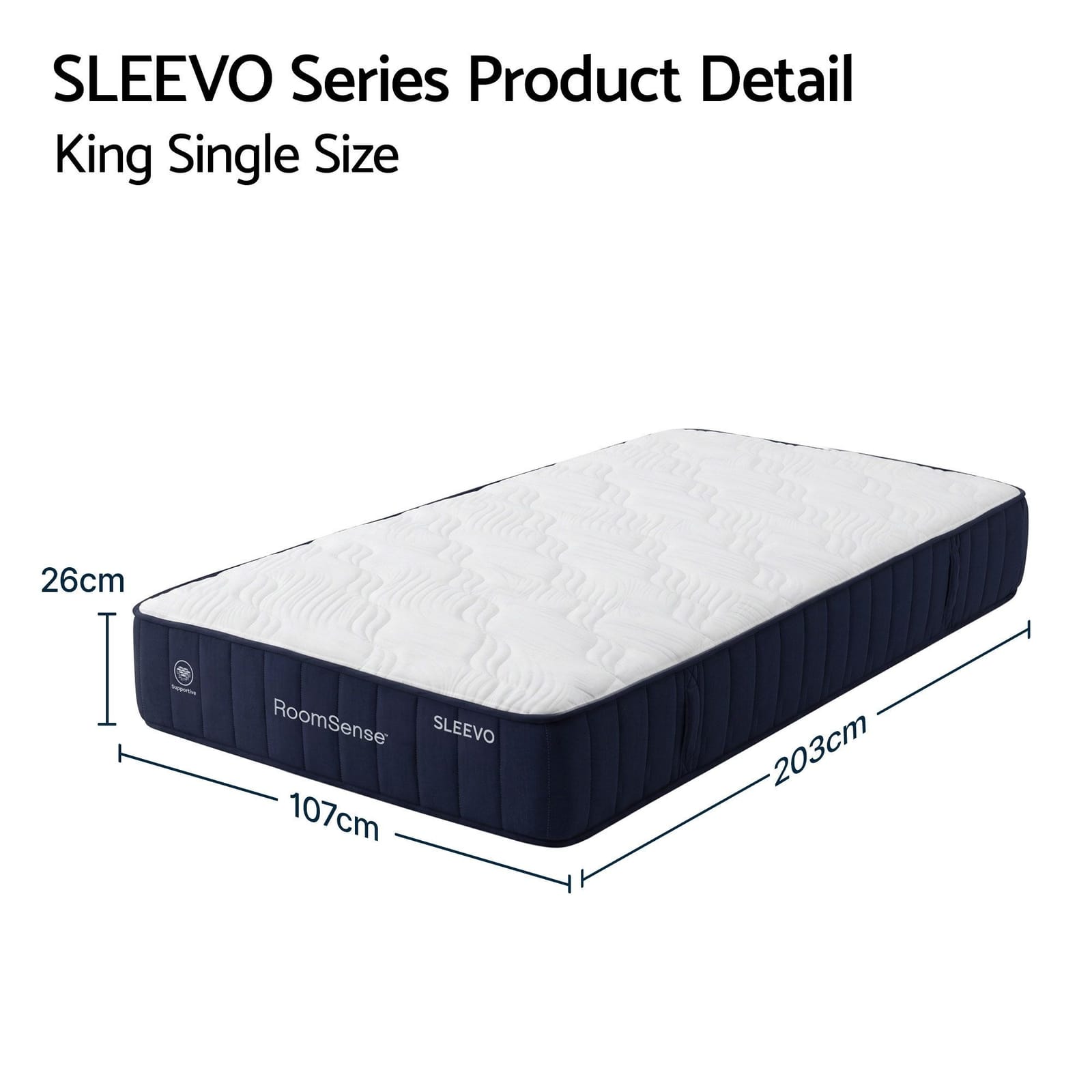 Black mattress king single, rear view