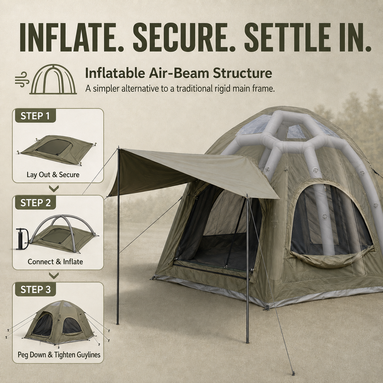 Inflatable Camping Tent Green King