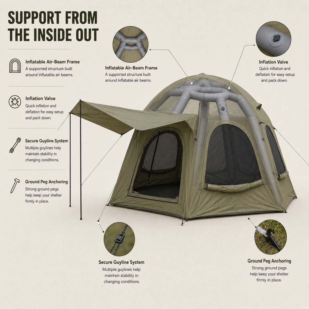 Inflatable Camping Tent Green King