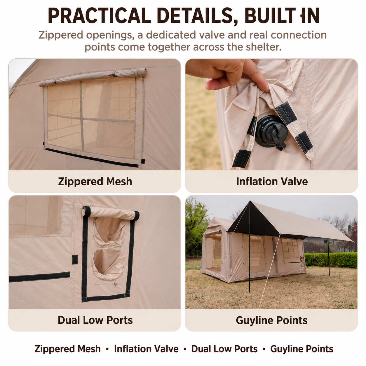 Inflatable Cabin Tent Large Khaki 300x400cm