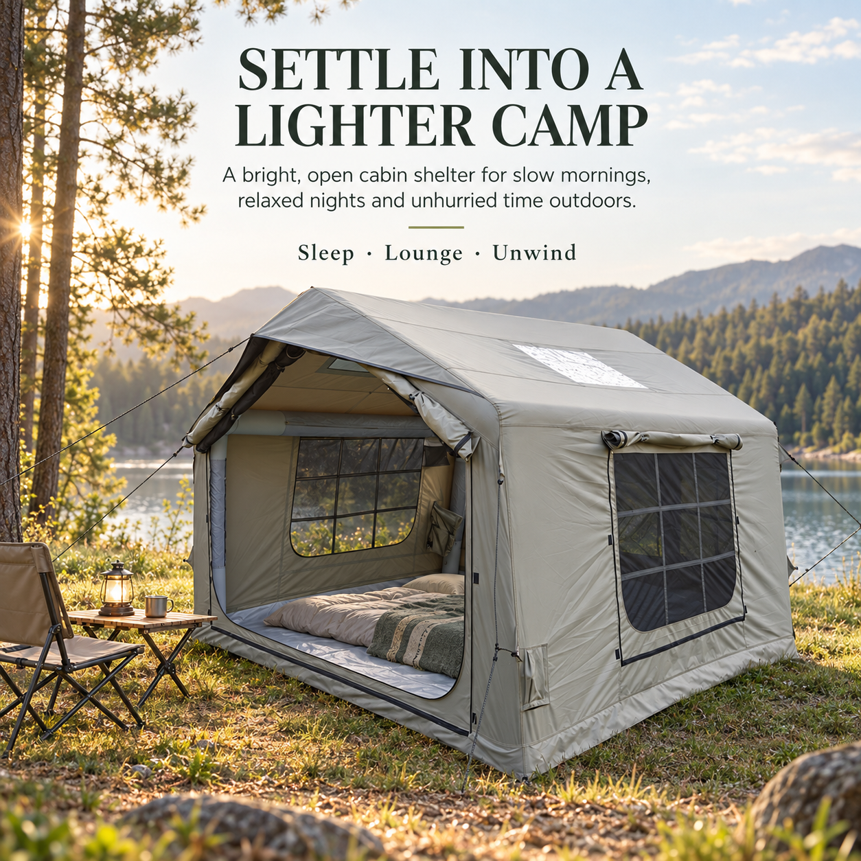 Inflatable Cabin Tent Grey 300x265cm