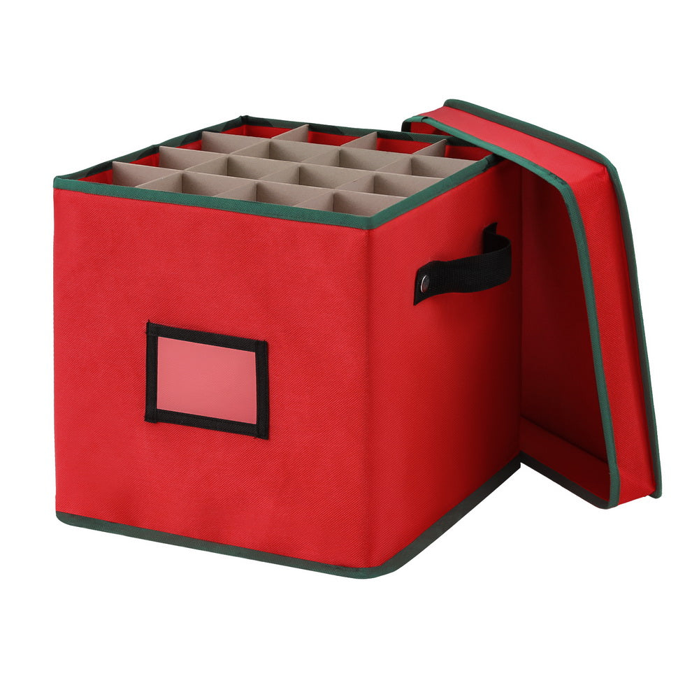 Christmas Baubles Storage Box with 64 Dividers with Christmas Decorations