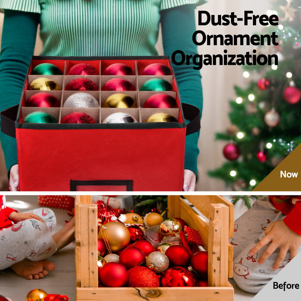 Christmas Decorations - Christmas Baubles Storage Box with 64 Dividers