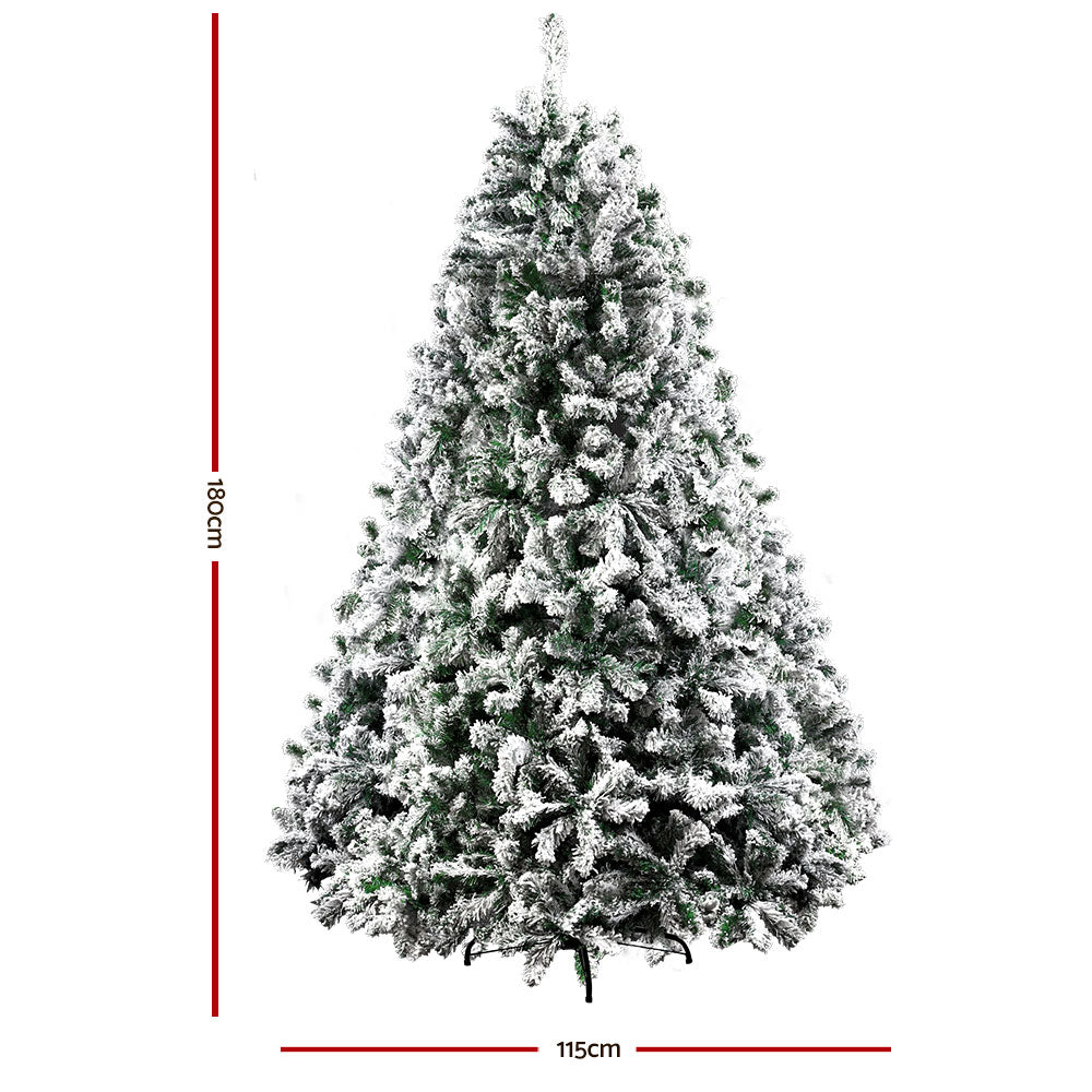 Jingle Jollys Christmas Tree Great Snowy 1.8M 6FT Xmas Decorations  Green,non-toxic